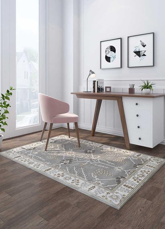 ZORA CARPET Beige Light Handmade Tuffted Blended Pure Woollen Carpet for Living...