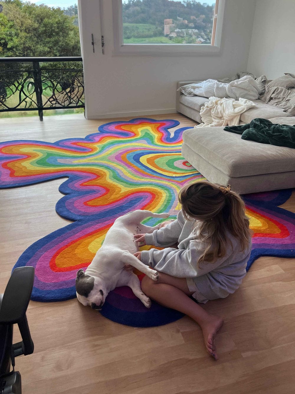 Luxury Rainbow Irregular Rug â€“ Handmade New Zealand Wool Hand Tufted Abstract Area Rug | Zora Carpet