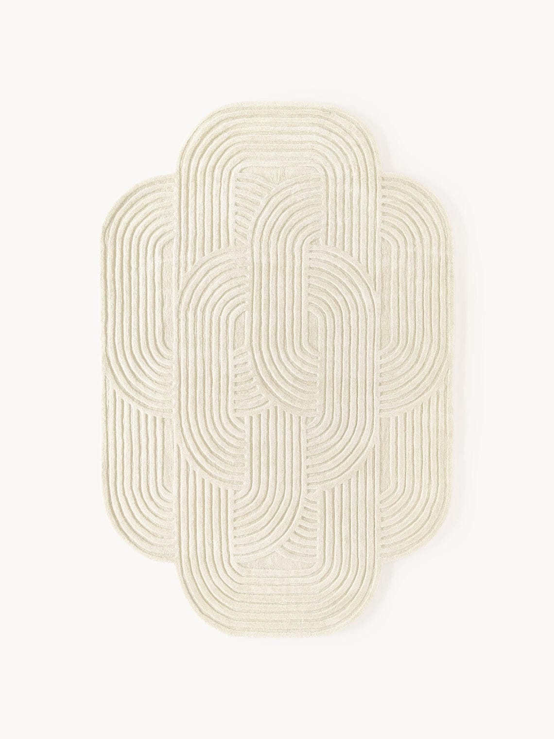 Ivory Interlock Hand Tufted New Zealand Wool Rug | Luxury High-Low Designer Carpet